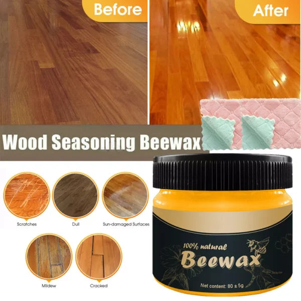 Wood Seasoning Beeswax Polish – Natural Wood Cleaner & Restorer for Furniture Shine