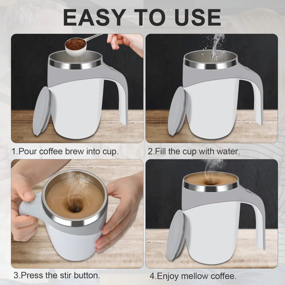 Automatic Stirring Coffee Mug – Self-Stirring Mug for Coffee, Tea & Hot Drinks